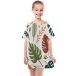 Leaves Autumn Kids  One Piece Chiffon Dress