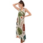 Leaves Autumn V-Neck Chiffon Maxi Dress