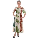 Leaves Autumn Shoulder Straps Boho Maxi Dress 