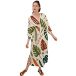 Leaves Autumn Grecian Style  Maxi Dress