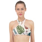 Leaves Autumn High Neck Bikini Top