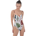 Leaves Autumn Tie Strap One Piece Swimsuit