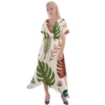 Leaves Autumn Cross Front Sharkbite Hem Maxi Dress