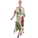 Leaves Autumn Quarter Sleeve Wrap Front Maxi Dress