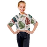 Leaves Autumn Kids Mock Neck T-Shirt