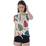 Leaves Autumn Short Sleeve Open Back T-Shirt