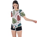 Leaves Autumn Asymmetrical Short Sleeve Sports T-Shirt