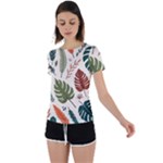 Leaves Autumn Back Circle Cutout Sports T-Shirt