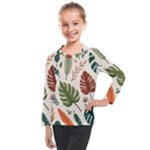 Leaves Autumn Kids  Long Mesh T-Shirt