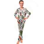 Leaves Autumn Kids  Satin Long Sleeve Pajamas Set