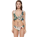 Leaves Autumn Low Cut Ruffle Edge Bikini Set