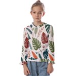 Leaves Autumn Kids  Frill Detail T-Shirt