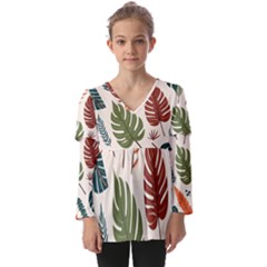 Kids  V Neck Casual Top 