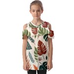 Leaves Autumn Fold Over Open Sleeve Top