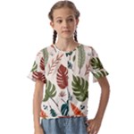 Leaves Autumn Kids  Cuff Sleeve Scrunch Bottom T-Shirt