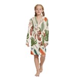 Leaves Autumn Kids  Long Sleeve Velvet Lounge Robe