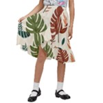 Leaves Autumn Kids  Ruffle Flared Wrap Midi Skirt