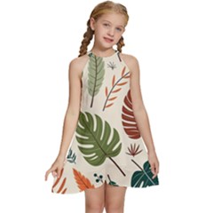 Kids  Halter Collar Waist Tie Chiffon Dress 