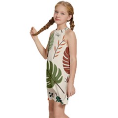 Kids  Halter Collar Waist Tie Chiffon Dress 