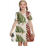 Leaves Autumn Kids  Short Sleeve Tiered Mini Dress