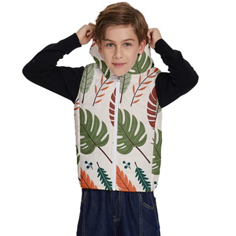 Leaves Autumn Kids  Stylish Hooded Puffer Vest from ArtsNow.com