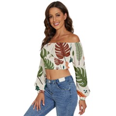 Long Sleeve Crinkled Weave Crop Top 