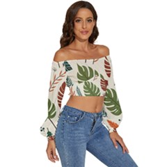 Long Sleeve Crinkled Weave Crop Top 