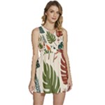 Leaves Autumn Sleeveless High Waist Mini Dress