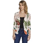 Leaves Autumn Women s One-Button 3/4 Sleeve Short Jacket