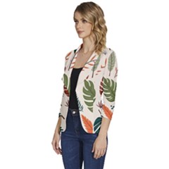 Women s One-Button 3/4 Sleeve Short Jacket 