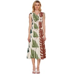 V-Neck Drawstring Shoulder Sleeveless Maxi Dress 