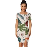 Leaves Autumn Fitted Knot Split End Bodycon Dress