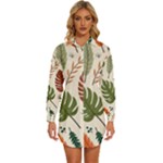 Leaves Autumn Womens Long Sleeve Shirt Dress