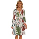 Leaves Autumn Long Sleeve Dress With Pocket