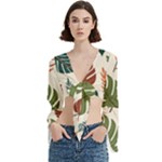 Leaves Autumn Trumpet Sleeve Cropped Top