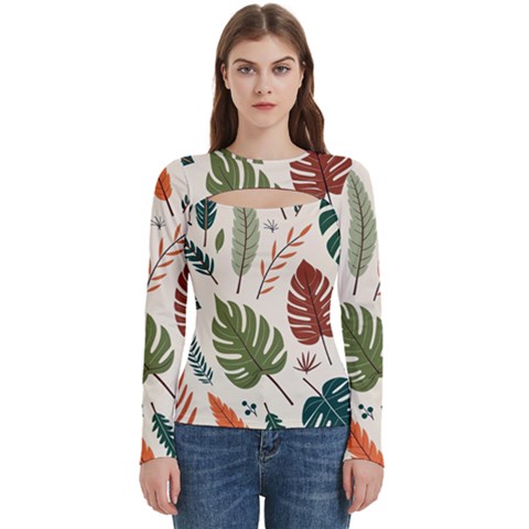 Leaves Autumn Women s Cut Out Long Sleeve T