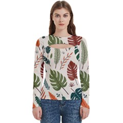 Leaves Autumn Women s Cut Out Long Sleeve T