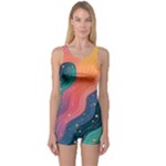 Art Abstract Pattern One Piece Boyleg Swimsuit