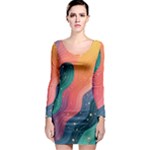 Art Abstract Pattern Long Sleeve Bodycon Dress