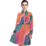 Art Abstract Pattern Long Sleeve Chiffon Shirt Dress