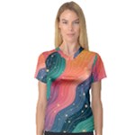 Art Abstract Pattern V-Neck Sport Mesh T-Shirt