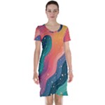 Art Abstract Pattern Short Sleeve Nightdress