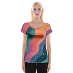 Art Abstract Pattern Cap Sleeve Top