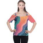 Art Abstract Pattern Cutout Shoulder T-Shirt