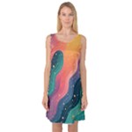 Art Abstract Pattern Sleeveless Satin Nightdress