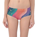 Art Abstract Pattern Mid-Waist Bikini Bottoms