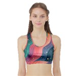 Art Abstract Pattern Sports Bra with Border