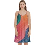 Art Abstract Pattern Mini Camis Dress With Pockets