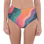 Art Abstract Pattern Reversible High-Waist Bikini Bottoms