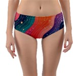 Art Abstract Pattern Reversible Mid-Waist Bikini Bottoms